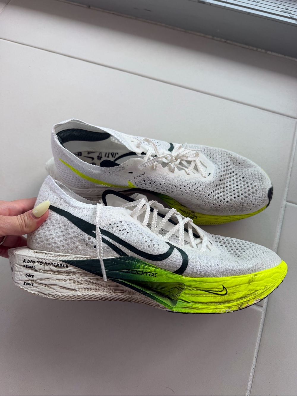 Nike Vaporfly 3 Men’s White and Volt ZoomX Running Shoes
